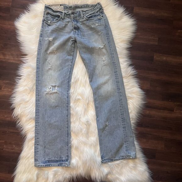 Abercrombie & Fitch Kilburn Low Rise Bootcut Jeans 32 x 34 Light Wash Distressed - Picture 2 of 13
